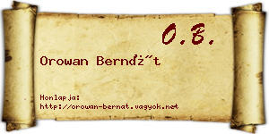 Orowan Bernát névjegykártya